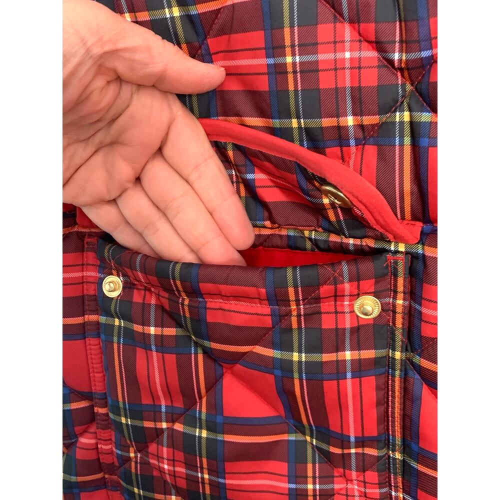 J. Crew Factory Red Tartan Plaid Quilted Puffer Vest Size XXL - Picture 4 of 6